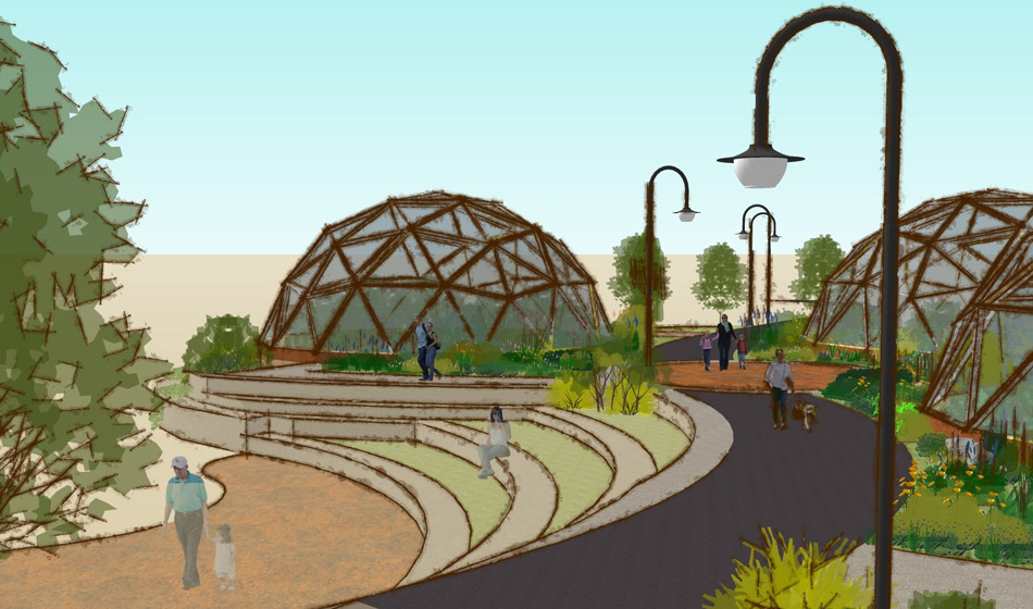 Sketch of Geothermal Greenhouse Partnership Domes Pagosa Springs