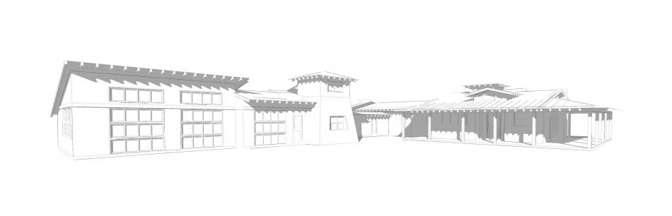 Rough Sketch of Sprawling Modern, Ranch Style Home